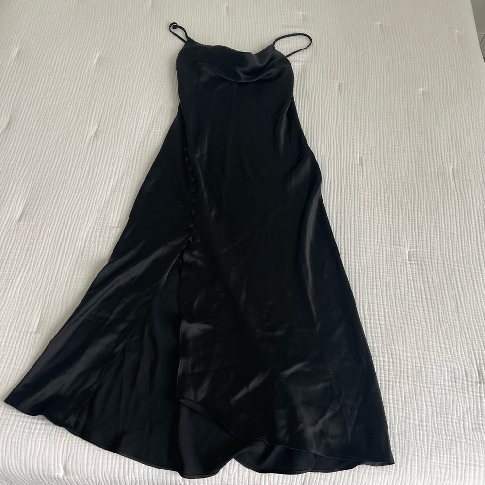 Zara cowl neck midi silk dress